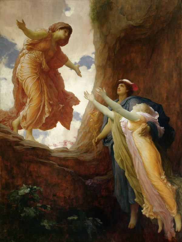 1891年，雷顿《 珀耳塞福涅的回归》（The Return of Persephone）。这是雷顿以古希腊神话为创作主题，描述司掌农业的地母神狄蜜特之女被冥界之神释放回来的故事。