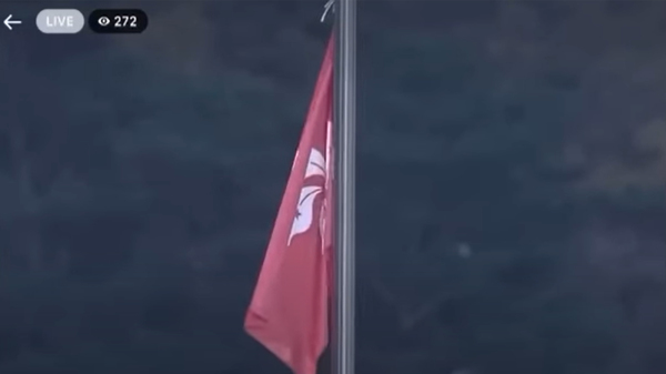 日前在南韓舉行的國際七人欖球賽上，《願榮光歸香港》被作為香港國歌播放。（圖片來源：視頻截圖）