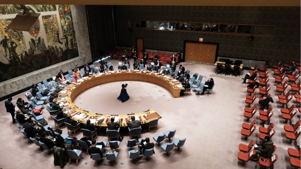  2022年1月31日，聯合國安理會召開會議討論烏克蘭緊張局勢。（圖片來源：Spencer Platt/Getty Images）