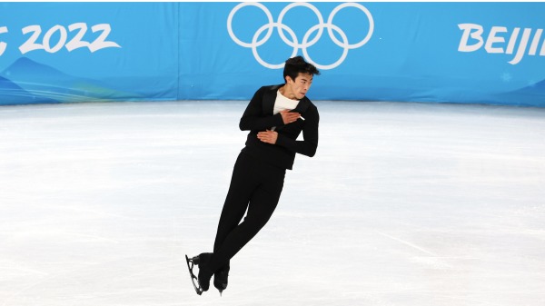 2022年2月8日，美國華裔滑冰運動員陳巍在北京奧運比賽中（圖片來源：Xavier Laine/Getty Images）