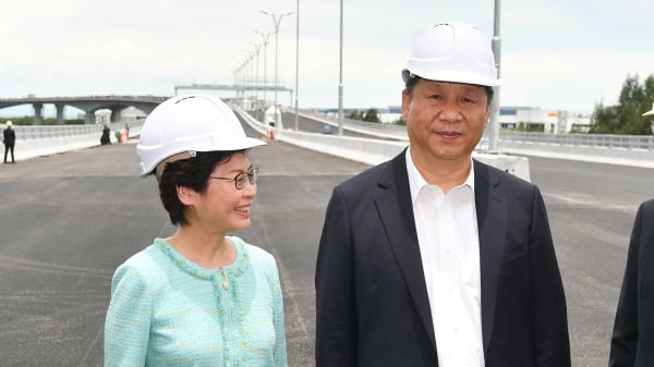 图为2017年7月1日，国家主席习近平访港出席七一主权移交庆祝活动。（图片来源：香港政府新闻网）