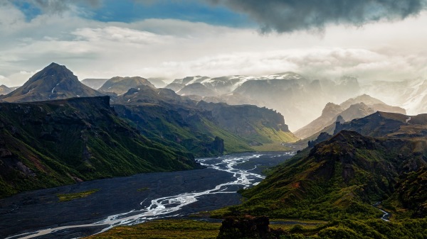 冰岛 山谷 河流