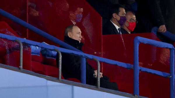 2022年2月4日，在北京出席冬奥会开幕式的俄罗斯总统普京。