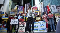 「立即停火」在台烏克蘭人赴俄羅斯外館抗議(圖)