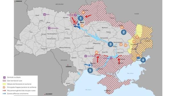 俄羅斯入侵烏克蘭2022年3月24日戰況（來源：法國國防部）