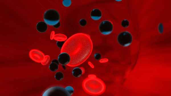 血液中的微塑胶粒子示意图