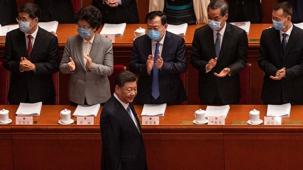 2022年3月5日，中共十三屆全國人大五次會議在京開幕，習近平出席。(圖片來源：Kevin Frayer/Getty Images)