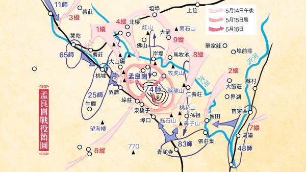 孟良崮戰役簡圖。