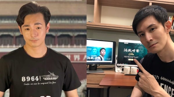 正义敢言的网红YouTuber摄徒日记八炯（左）及波特王（右）现身电影《沉默呼声》首映记者会，为自由人权发声 。