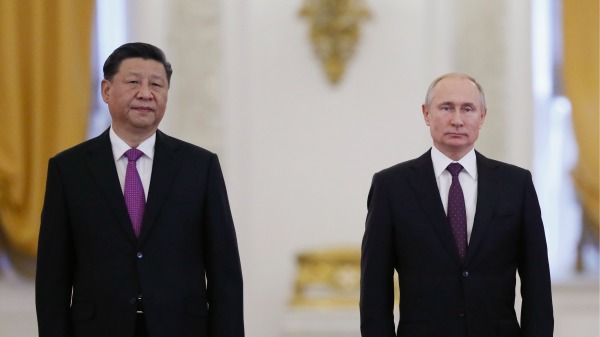2019年6月5日，普京在莫斯科克里姆林宮与习近平会晤。（图片来源：EVGENIA NOVOZHENINA/AFP via Getty Images)