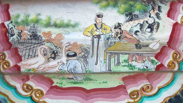 頤和園長廊的右軍題扇繪畫故事