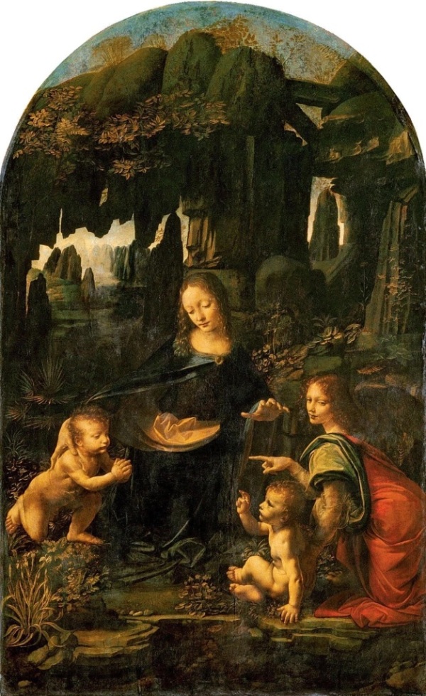 第一版《岩間聖母》繪於1483年至1486年，現藏於盧浮宮