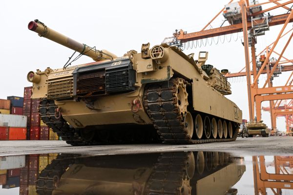 美国M1A2艾布拉姆斯（M1A2 Abrams）主战坦克。（图片来源：MATEUSZ SLODKOWSKI/AFP via Getty Images）