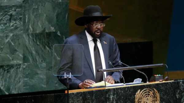 南蘇丹共和國總統薩爾瓦基爾在 2014 年 9 月 27 日在紐約市舉行的第 69 屆聯合國大會上發表講話