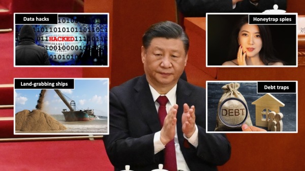 北京使用的挑战西方手段有网络攻击、美女间谍、建造岛屿、债务陷阱等。