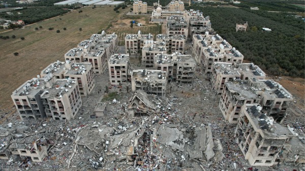 11月28日，在以色列和哈馬斯停火期間，加沙地帶中部瓦迪加沙（Wadi Gaza）的廢墟。