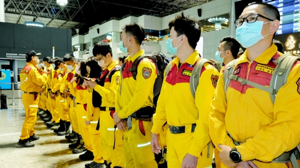 2月7日，台湾搜救队前往土耳其救援。（图片来源：中央社）