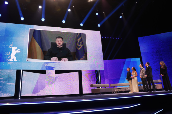 烏克蘭總統澤倫斯基2022年2月在柏林影展發表視頻演講