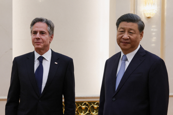 2023年6月19日，中国国家主席习近平在北京人民大会堂会见美国国务卿安东尼·布林肯。