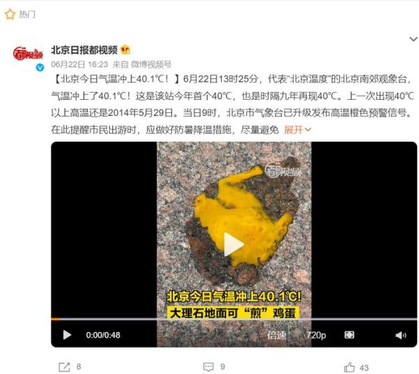 中國熱破歷史極值 北京大理石地面可煎蛋