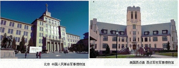 京軍事博物館（左）美國西點軍事學校博物館（右）