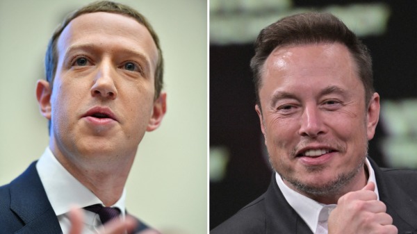 脸书执行长扎克柏格（左）和推特老板马斯克（右）