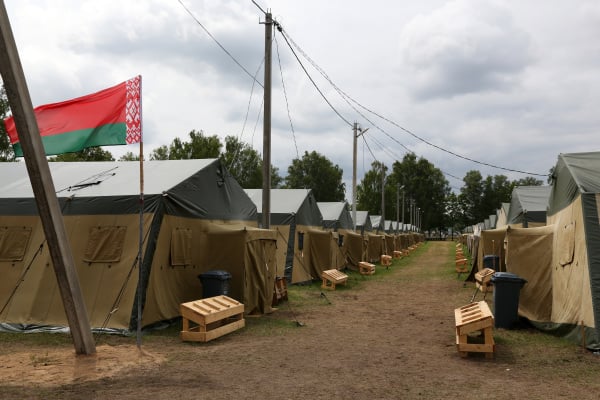 2023年7月7日，位于白俄罗斯阿西波维奇区Tsel一个新建营地，该营地以前是白俄罗斯军队使用的，可容纳多达5000名瓦格纳士兵。
