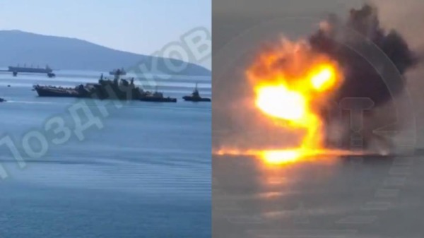 一艘俄羅斯戰艦遭到烏克蘭無人艇攻擊，且受到嚴重損壞。