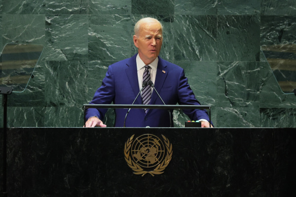 2023年9月19日，美國總統拜登在聯合國發表演講。