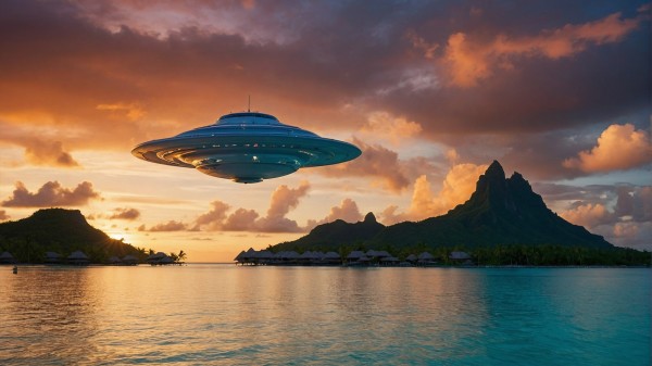 夜間UFO傳來巨響一道光芒照亮整座島嶼(圖)