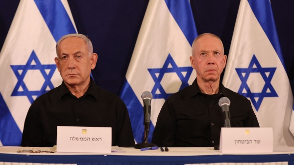 以色列总理内塔尼亚胡与国防部长加兰特
