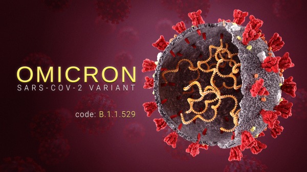 COVID-19病毒（新型冠狀病毒）Omicron（奧米克戎）變種示意圖
