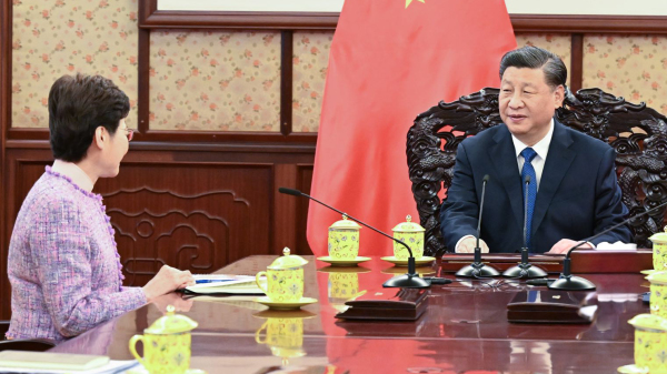 2021年12月22日，上京述职的香港特首林郑月娥获国家主席习近平接见。（图片来源：香港政府新闻网）