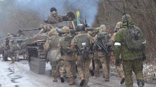 2016年2月11日烏克蘭士兵正在進行一場終極情景訓練。