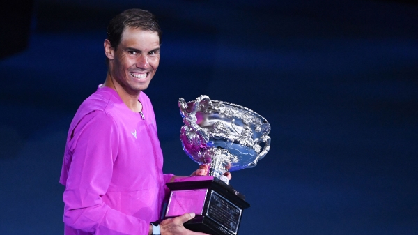 納達爾（Rafa Nadal）成為史上贏得最多大滿貫金盃的男子選手。