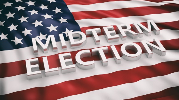 圖為美國中期選舉示意圖，競選將在2022年11月8日舉行。
