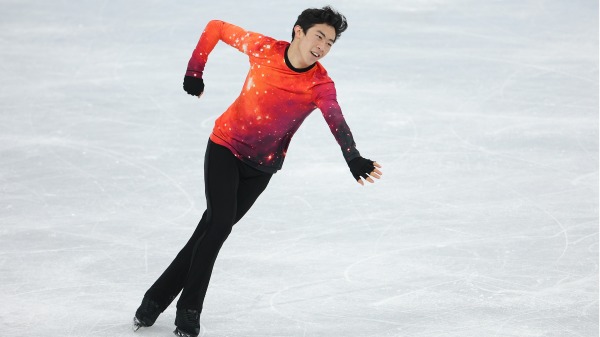 2022年2月10日，美國華裔運動員陳巍在冬奧會男子單人自由滑冰比賽中（圖片來源：Lintao Zhang/Getty Images）