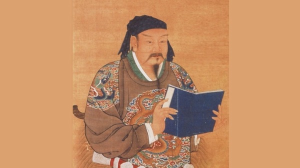 清宮殿藏畫本中的岳飛像（局部）。