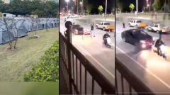 传东莞企业户外搭篷深圳市民驾车撞人逃城(视频图)