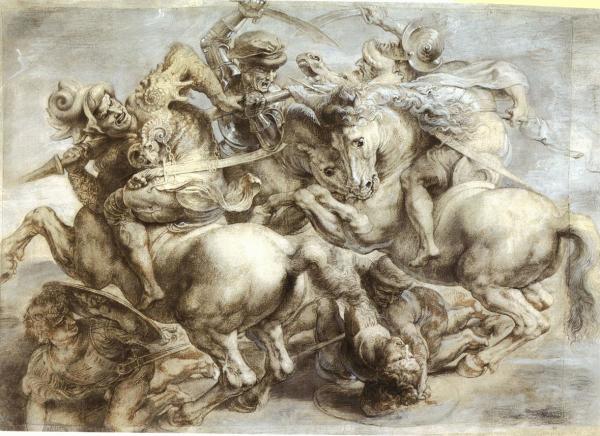 Bản nhại "Battle of Anghiari" của Da Vinci của Peter Paul Rubens