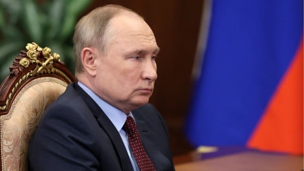2022年3月2日，俄羅斯總統普京。（圖片來源：MIKHAIL KLIMENTYEV/SPUTNIK/AFP via Getty Images）