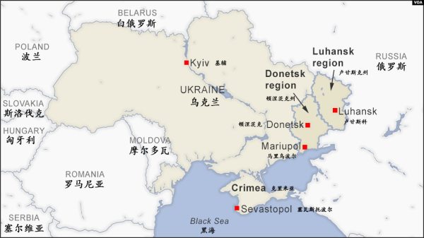 乌克兰地理位置示意图