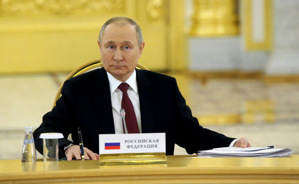 2022年5月16日，普京在莫斯科大克里姆林宫举行的集体安全条约组织（CSTO）峰会期间。