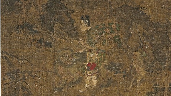 女仙示意圖。這一幅《宋厲昭慶採芝獻壽》中的人物被稱是年約二十的女仙萼綠華。