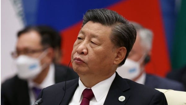 习近平在乌兹别克斯坦撒马尔罕出席上海合作组织首脑会议。 (图片来源：SERGEI BOBYLYOV/SPUTNIK/AFP via Getty Images)