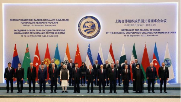 2022年9月16日，在撒马尔罕举行的上海合作组织（SCO）领导人峰会。