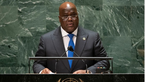 2021年9月21日非洲國家剛果民主共和國（剛果金）總統齊塞克迪（Felix Tshisekedi）在第76屆聯合國大會中致辭。