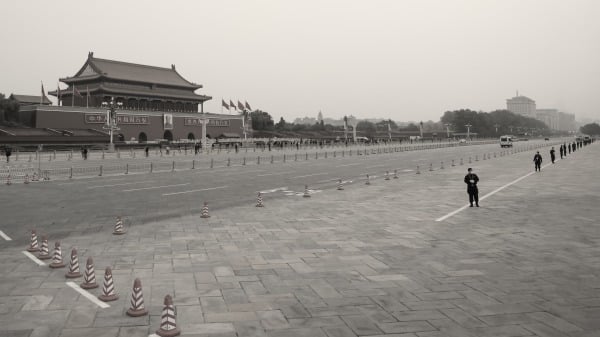 再過幾天就是天安門六四事件35週年，中共在各地加強維穩。圖為北京天安門。（圖片來源：Lintao Zhang/Getty Images）