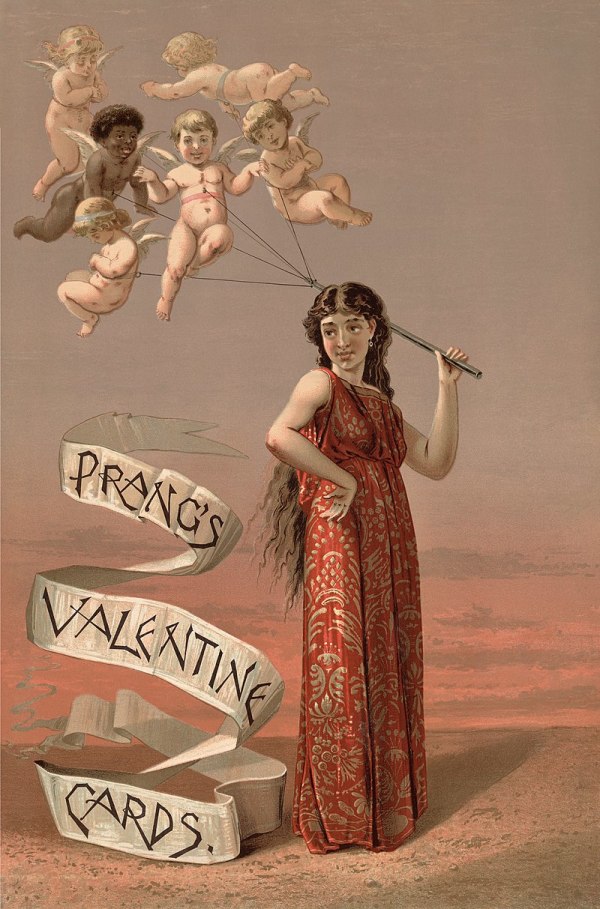 一张1883年的情人节明信片。　