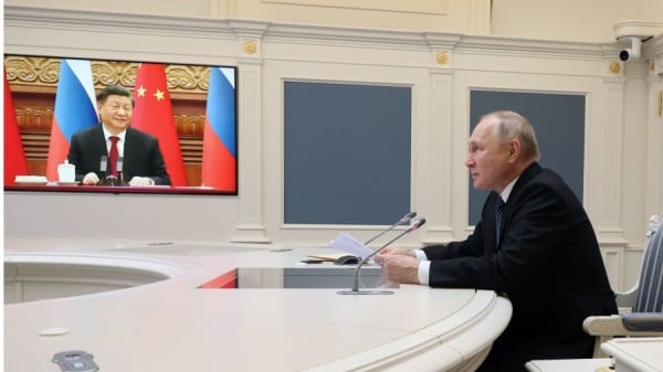 2022年12月30日，普京在克里姆林宫通过视频与习近平举行会谈。